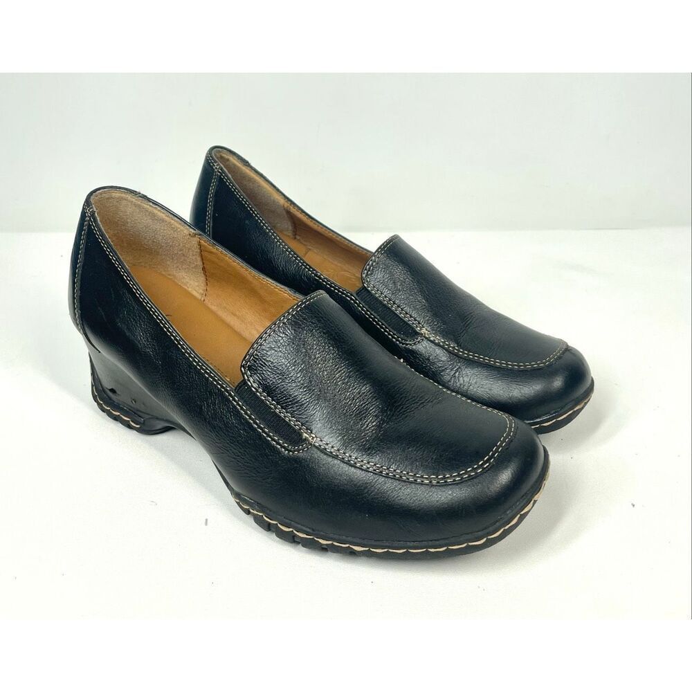 EuroSoft by Sofft Black Leather Slip On Loafers Women 9 Low Heel